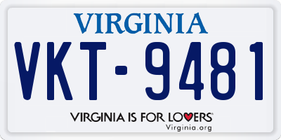 VA license plate VKT9481