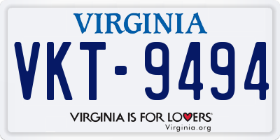 VA license plate VKT9494