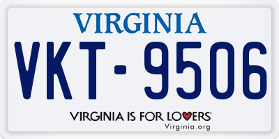 VA license plate VKT9506