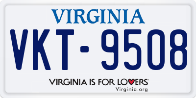 VA license plate VKT9508