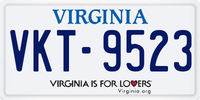 VA license plate VKT9523
