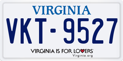 VA license plate VKT9527