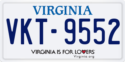 VA license plate VKT9552