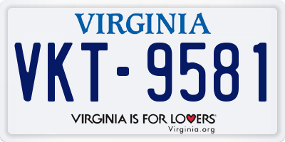 VA license plate VKT9581