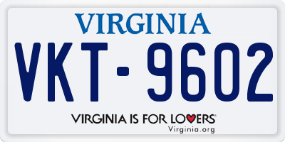 VA license plate VKT9602