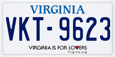 VA license plate VKT9623
