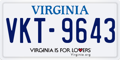 VA license plate VKT9643