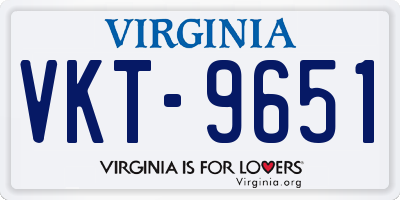 VA license plate VKT9651