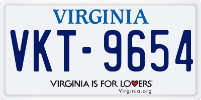 VA license plate VKT9654