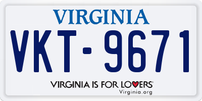 VA license plate VKT9671