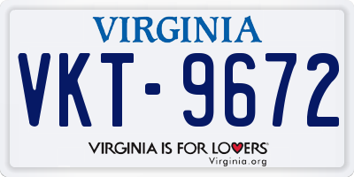 VA license plate VKT9672