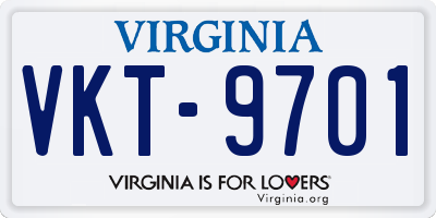 VA license plate VKT9701