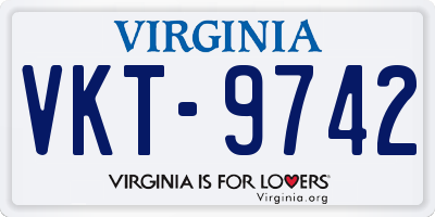 VA license plate VKT9742