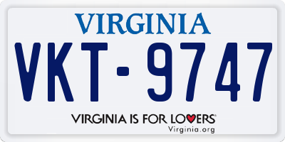 VA license plate VKT9747