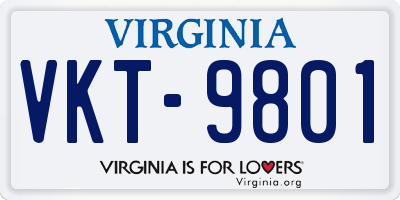 VA license plate VKT9801