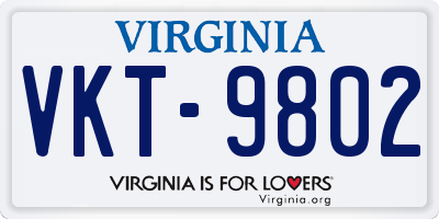 VA license plate VKT9802