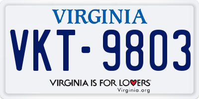 VA license plate VKT9803