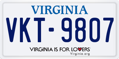 VA license plate VKT9807