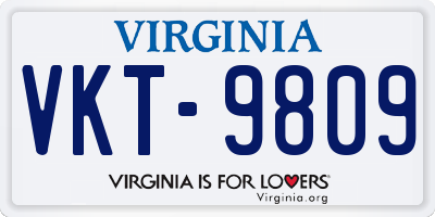 VA license plate VKT9809