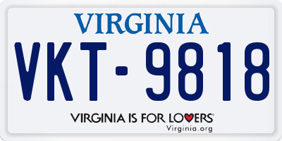 VA license plate VKT9818
