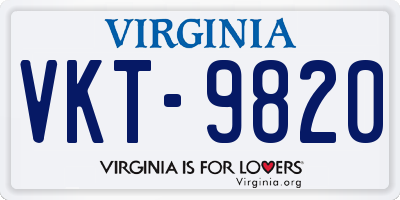 VA license plate VKT9820