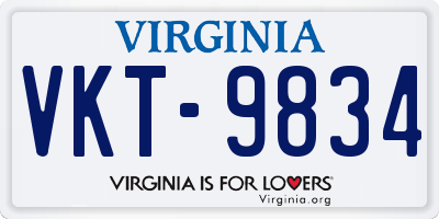 VA license plate VKT9834