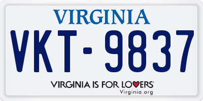 VA license plate VKT9837