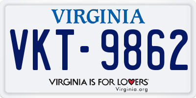 VA license plate VKT9862