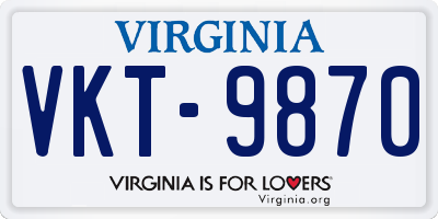 VA license plate VKT9870