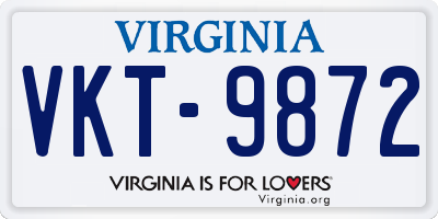 VA license plate VKT9872