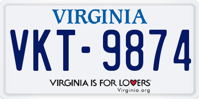 VA license plate VKT9874
