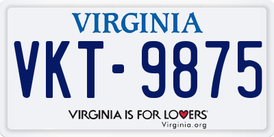 VA license plate VKT9875
