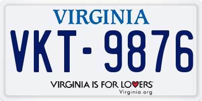 VA license plate VKT9876