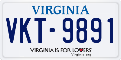 VA license plate VKT9891