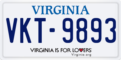 VA license plate VKT9893