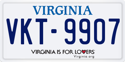 VA license plate VKT9907
