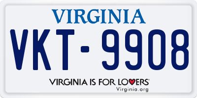 VA license plate VKT9908