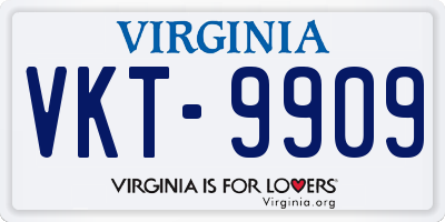 VA license plate VKT9909