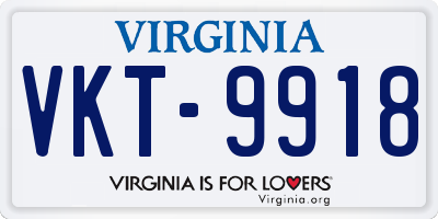 VA license plate VKT9918