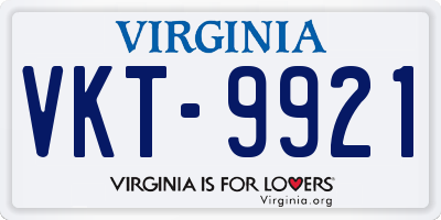 VA license plate VKT9921