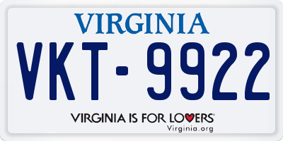 VA license plate VKT9922