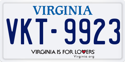 VA license plate VKT9923
