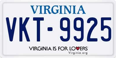 VA license plate VKT9925