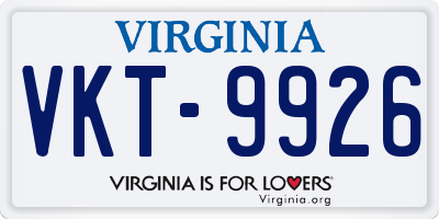 VA license plate VKT9926