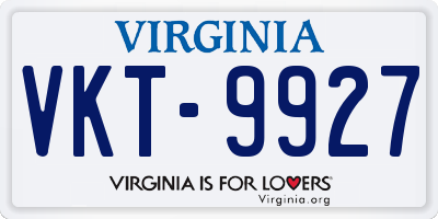 VA license plate VKT9927