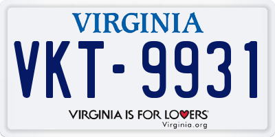 VA license plate VKT9931
