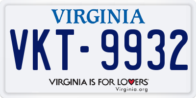 VA license plate VKT9932