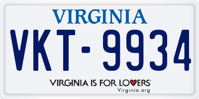 VA license plate VKT9934