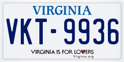 VA license plate VKT9936