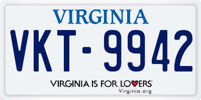 VA license plate VKT9942